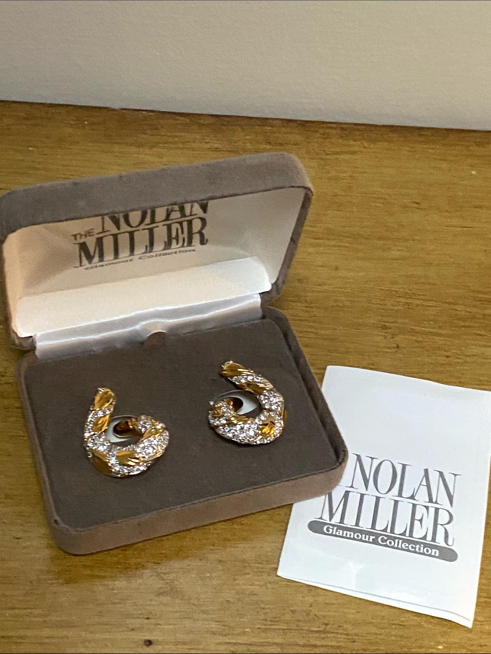 Nolan Miller glamour collection Gold Swarovski Crystal pierced Earrings